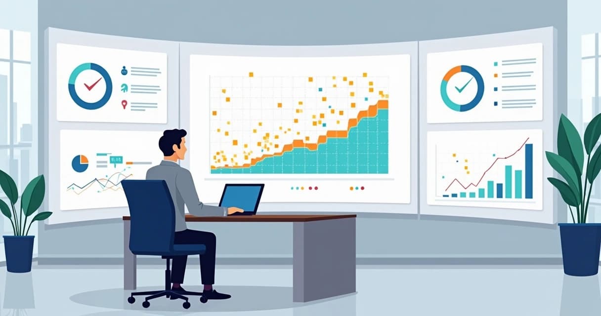 Analista observando mapa de calor em painel de dados destacando oportunidades de negócios B2B